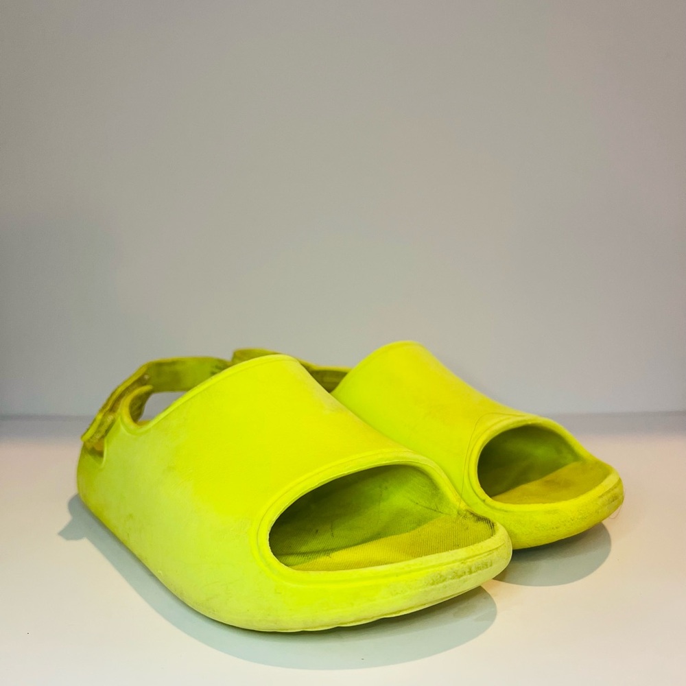 Kids Neon Green Slide Sandals
